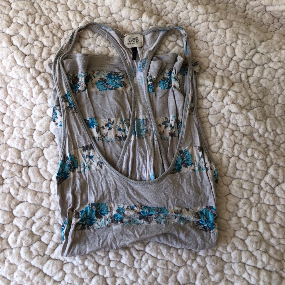 Grey floral racerback